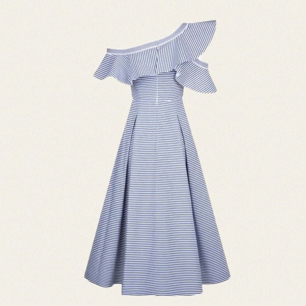 Self-Portrait Striped Shirting Frill Dress - Picture 2 of 10